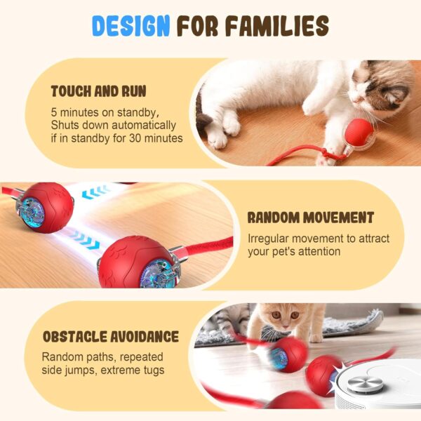 Smart Interactive Cat Toy Ball – Automatic Rolling Mouse with Tail, Rechargeable Pet Play Toy for Indoor Cats - Image 4